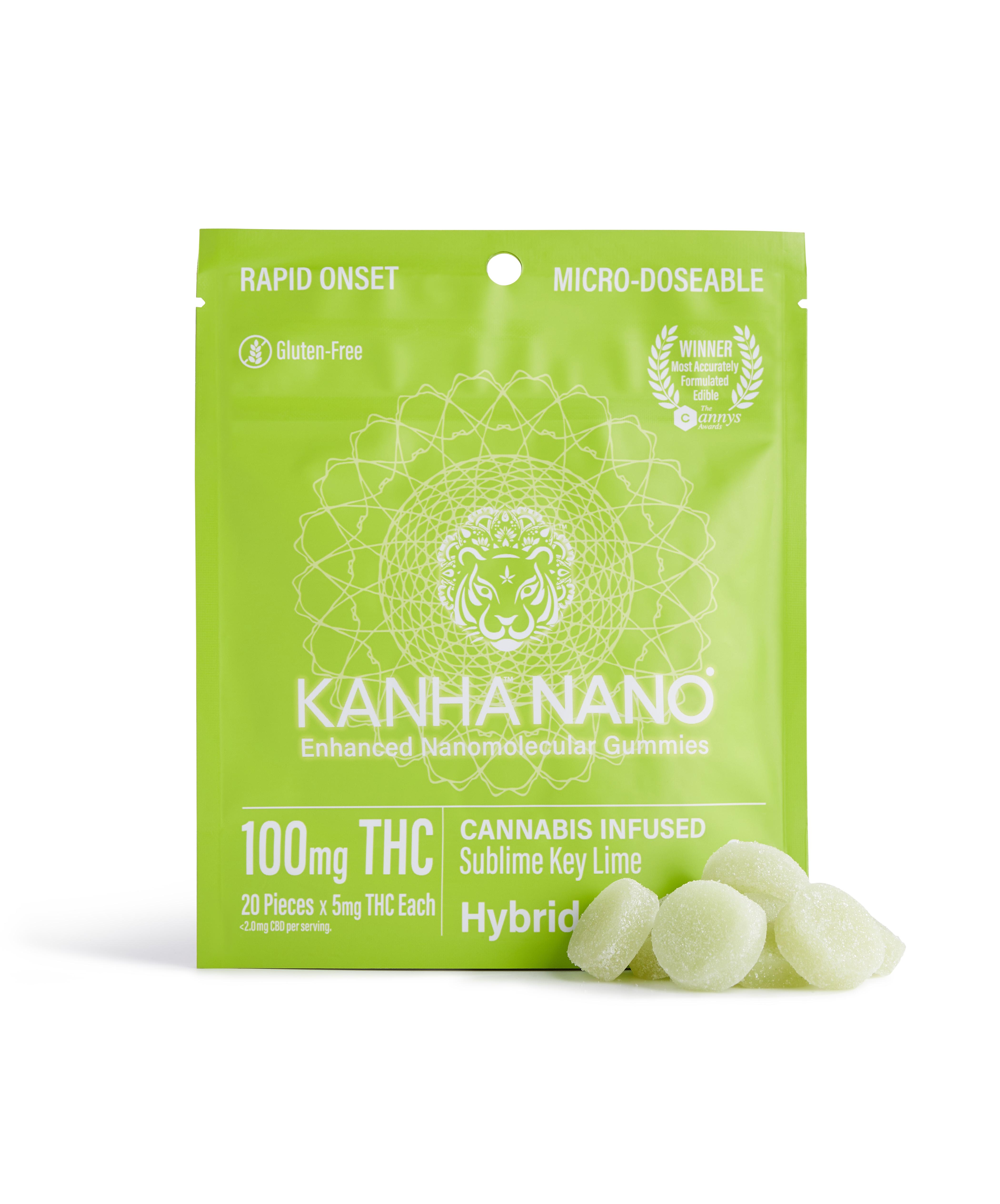 Kanha NANO Sublime Key Lime Gummies 100mg THC Kure Wellness Medical