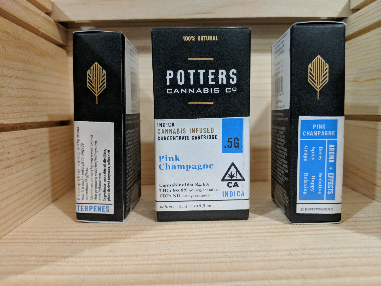 Half gram pink champagne cartridges by potters