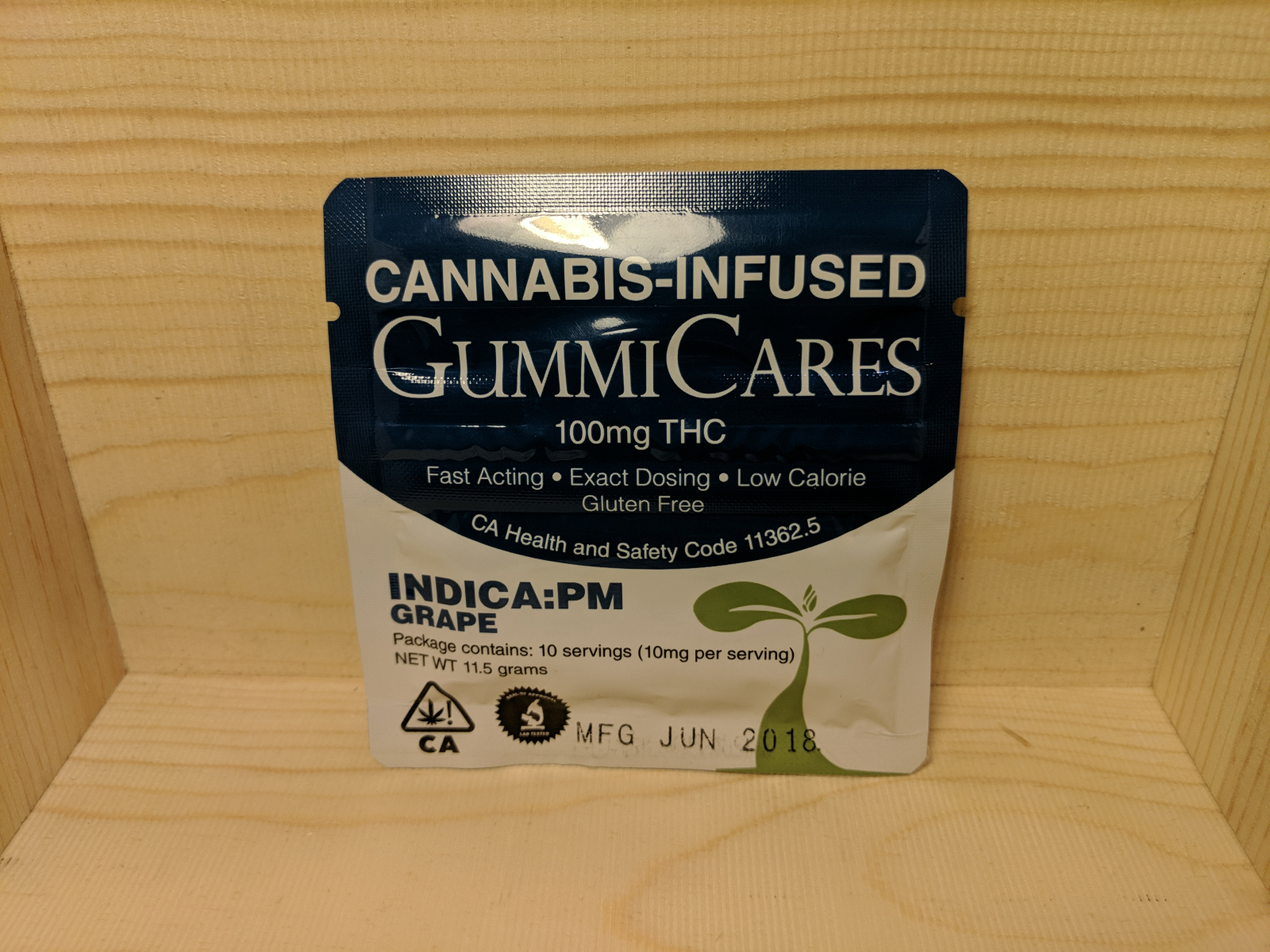 Gummicares 100mg THC Indica gummy, grape flavored