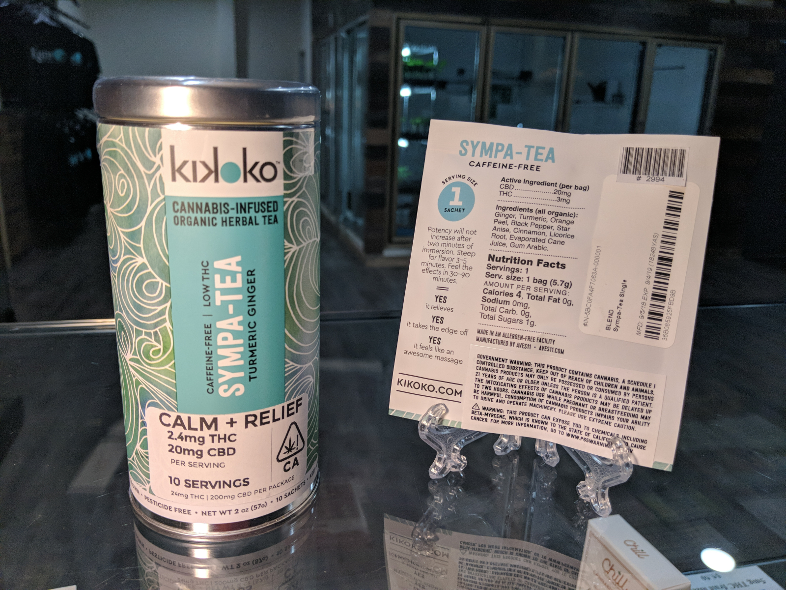 Kikoko cannabis infused organic herbal teas sympa tea calm and relief 10 servings 