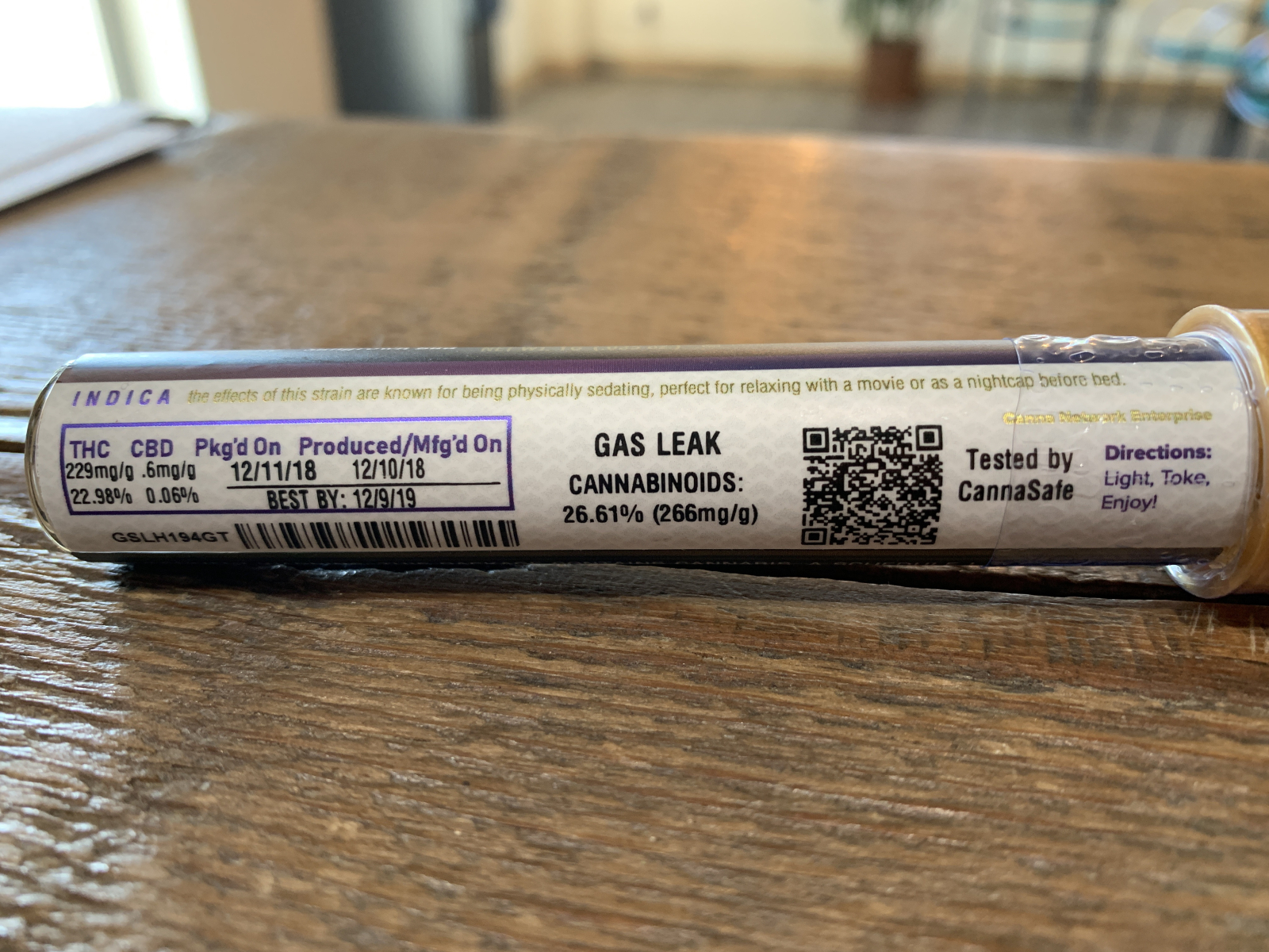 Ganja Gold Green Tarantula Gas Leak infused preroll