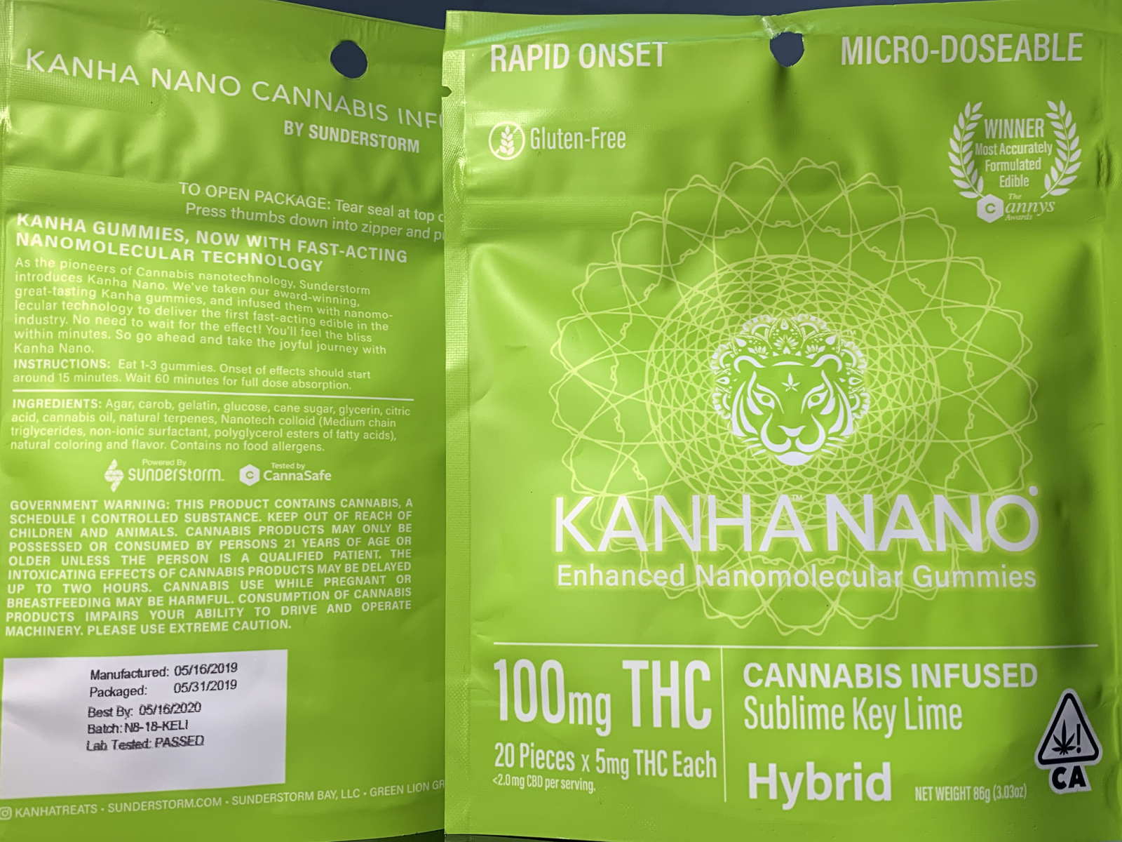 Kanha Nano sublime key lime hybrid gummies