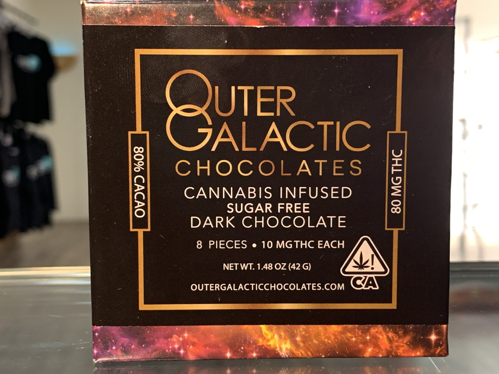 Outer Galactic Infused Sugar free dark chocolate 80mg thc