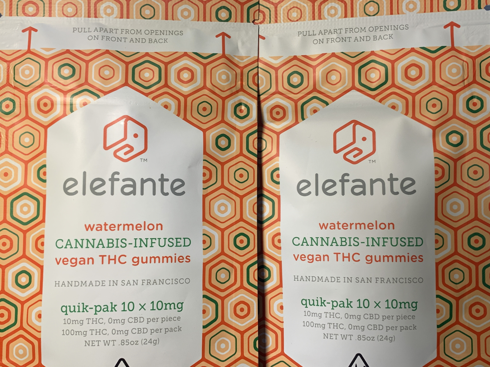 Elefante Watermelon 100 mg package thc infused vegan gummies