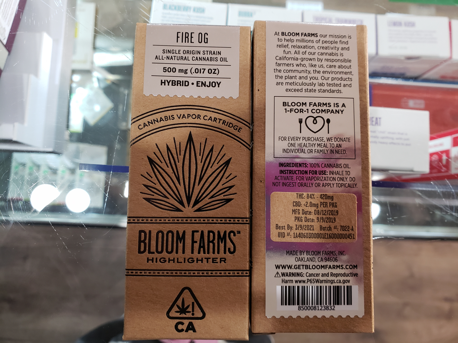 Bloom farms Fire OG hybrid cartridge half gram