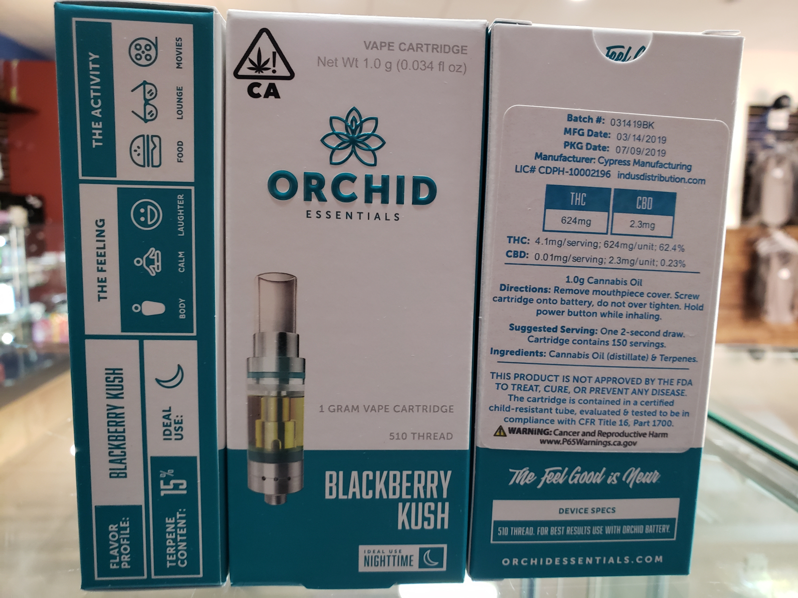Orchid BlackBerry kush 1 gram cartridge 