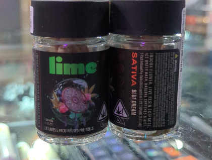 Lil Limes Blue Dream Diamond & Hash Infused 3g Preroll 5-pack
