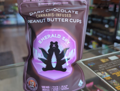 Emerald Sky Peanut Butter Cups Indica Dark Chocolate 100mg Edibles