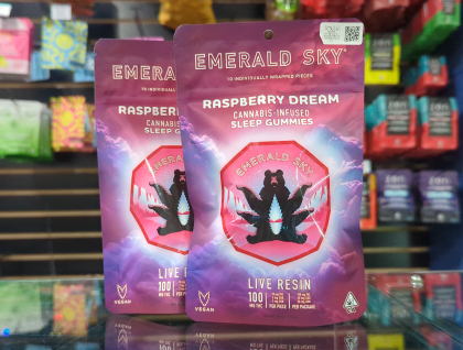 Emerald Sky Raspberry Dream Sleep Gummies 100mg 10:2:2 THC:CBD:CBN Edibles