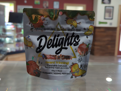 Delights Peaches & Cream 100mg Rosin Infused Gummies