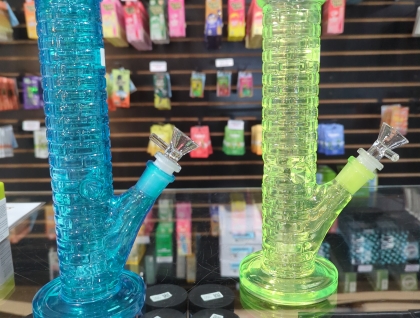 colored glass brick straight shooter 9.5 waterpipe w/ ice pinch 1g Glass