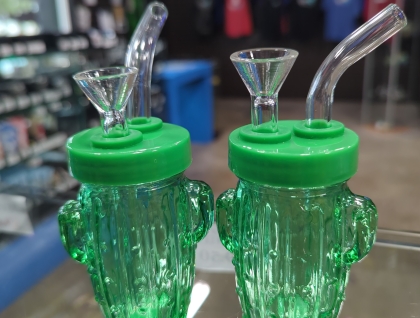 3.5" Glass Cactus Water Pipe Green