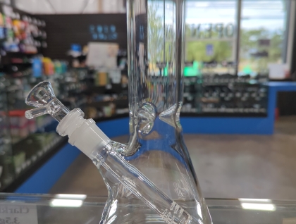 8' Colored Rim Glass on Glass Beaker Water Pipe