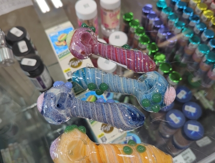 5" Color Changing Silver Fumed Swirl Floral Glass Spoon Pipe