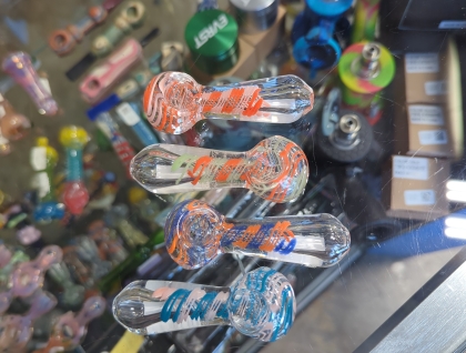 3" Clear Striped Glass Spoon Pipe