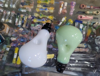 4.5" Colored Glass Light Bulb Spoon Pipe