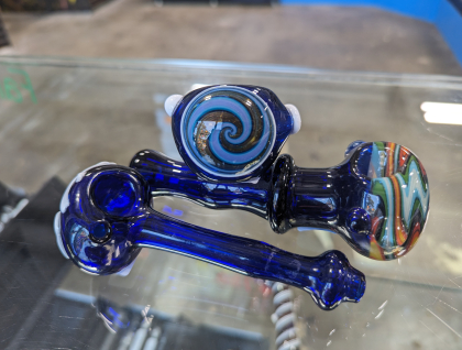 Blue pipe with custom design