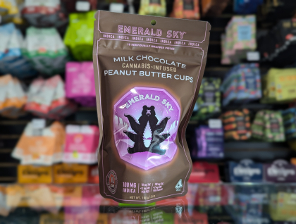 Emerald Sky milk chocolate Indica peanut butter cups 100mg Edibles
