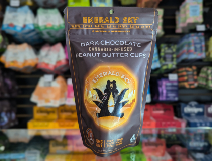 Emerald Sky Peanut Butter Cups Sativa Dark Chocolate 100mg Edibles