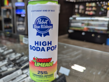 Pabst Blue Ribbon High Soda Pop12oz Cherry Limeade  25mg Beverage