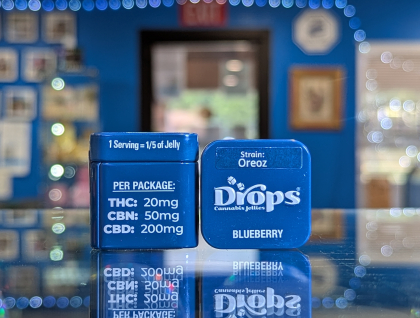 Drops Blueberry Gentle Relaxation 20mg THC: 50mg CBN: 200mg CBD 2pc Gummies