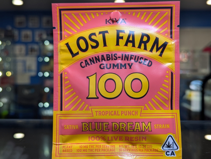 Kiva Lost Farm Tropical Punch Blue Dream Single Live Resin 100mg Gummy