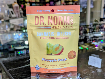 Dr. Norm's Pineapple Peach Nano 1:1 THC/CBG 100mg Gummies
