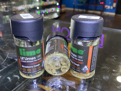 Lil Limes Strawberry Cough Diamond & Hash Infused 3g Preroll 5-pack