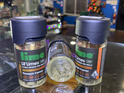 Lil Lime Pineapple Express Diamond & Hash Infused 3g Preroll 5-Pack