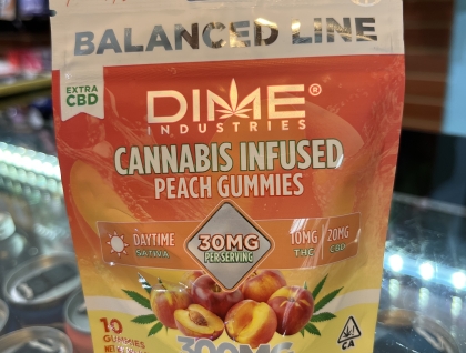 Dime Industries: Dime Industries Peach 1:2 THC/CBD Gummies