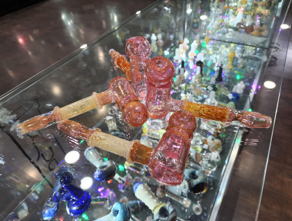 Pink Fumed Hammer Hand Pipe