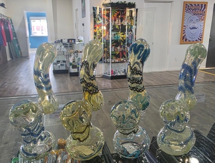 5.5" Color Changing Striped Glass Sherlock Bubbler