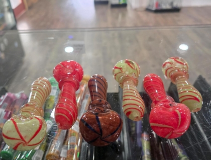4" Colorful Spiral Striped Frit Glass Pipe