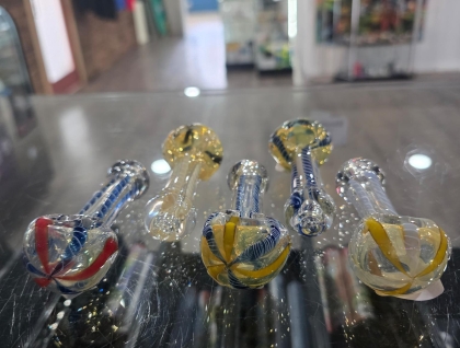 3.5" Color Changing Striped Glass Spoon Pipe