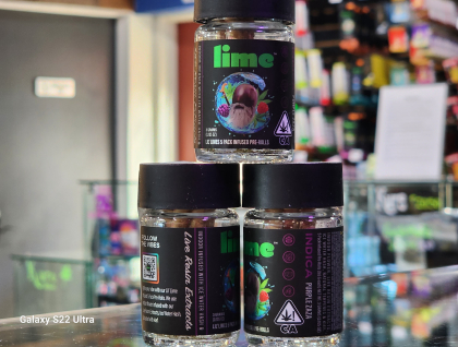 Lil Lime Purple ZaZa Diamond & Hash Infused 3g Preroll 5-pack