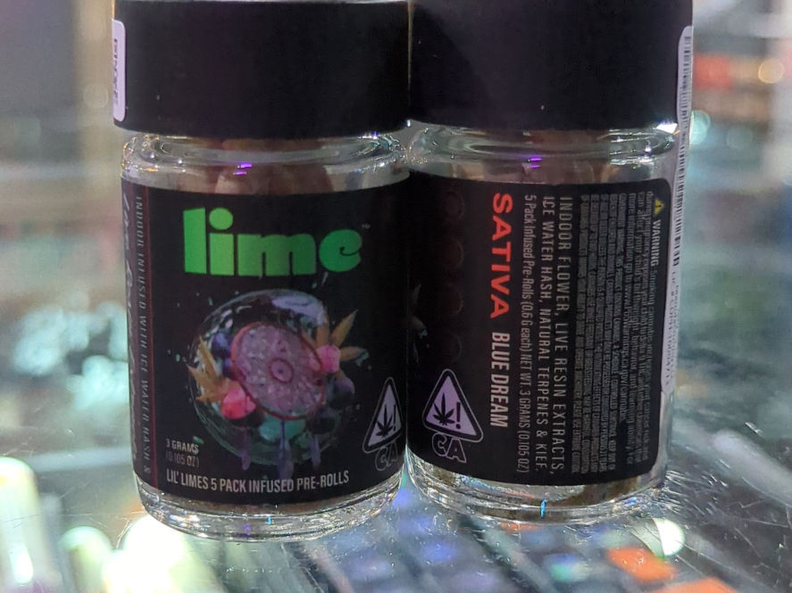 Lil Limes Blue Dream Diamond & Hash Infused 3g Preroll 5-pack