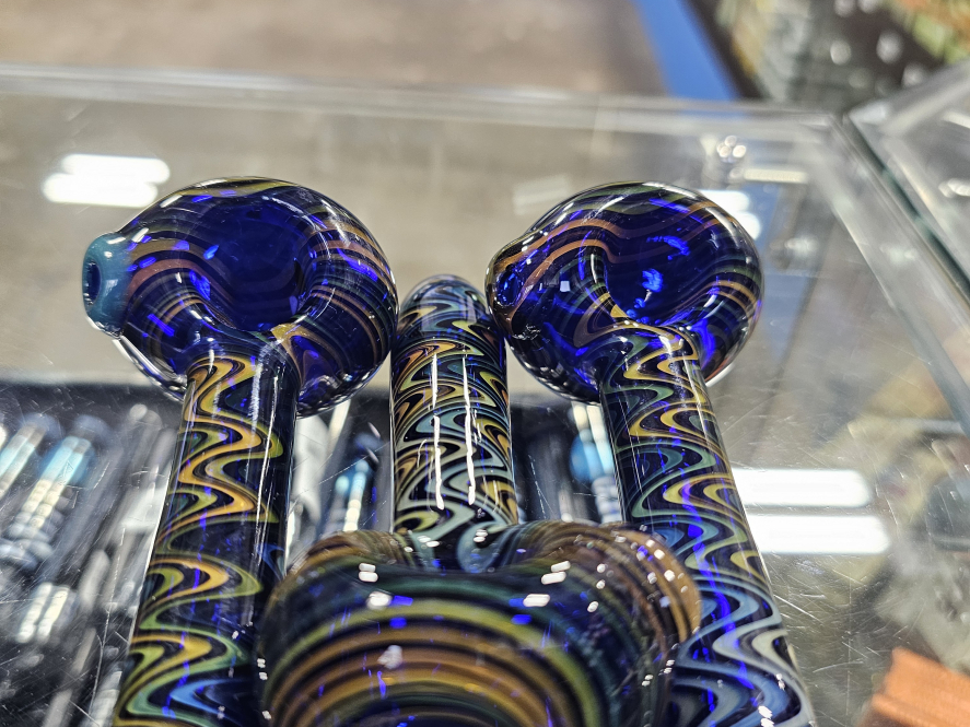 Green Blue Wig Wag Handpipe (196)