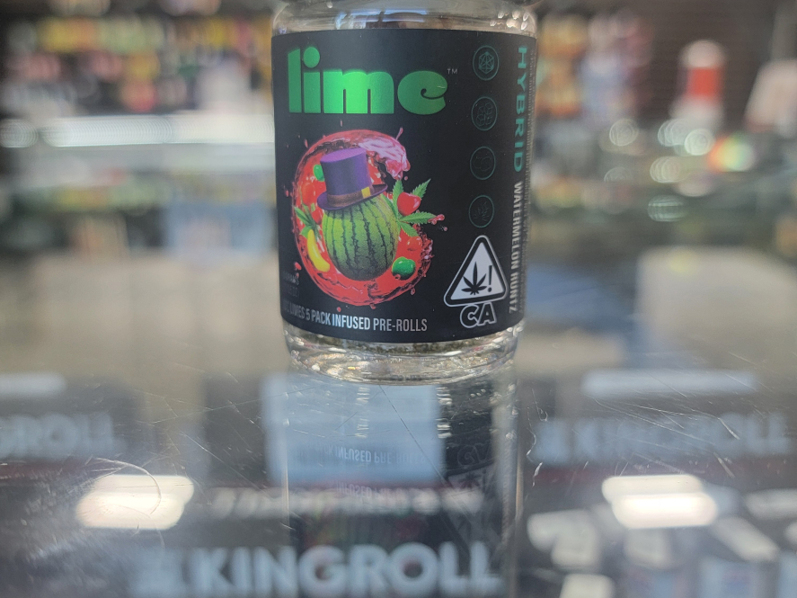 Lil Limes Watermelon R Diamond & Hash Infused 3g Preroll 5-pack