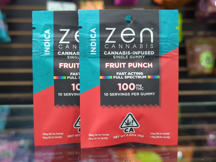 ZEN Indica Fruit Punch Single 100mg THC Edibles
