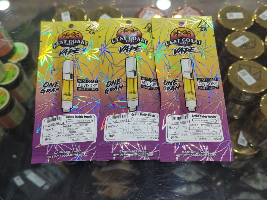 West Coast Treez Grand Daddy Purple 1g Cartridge