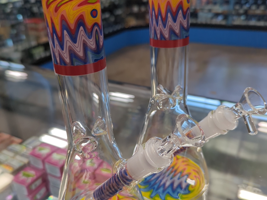 10" Colorful Reverse Glass On Glass Beaker Water Pipe