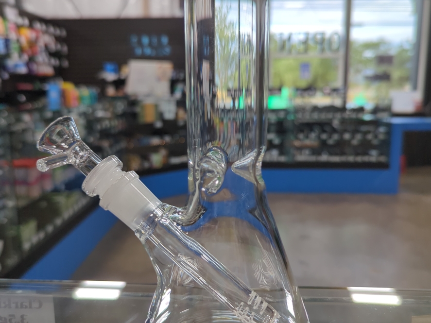 8' Colored Rim Glass on Glass Beaker Water Pipe