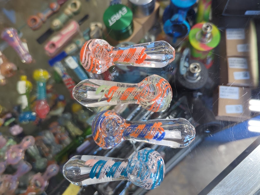 3" Clear Striped Glass Spoon Pipe