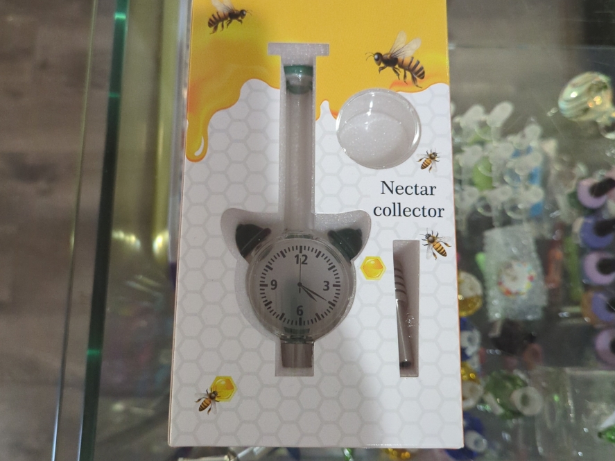 8" Clock Glass Dab Straw Kit-Metal Tip