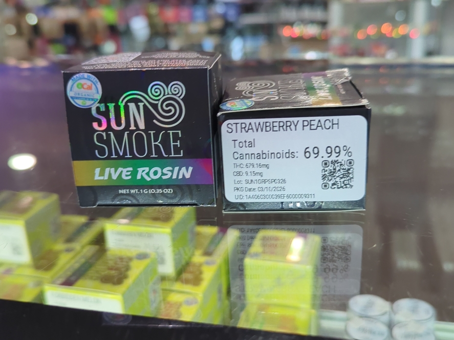 SunSmoke Strawberry Peach Live Rosin 1g Concentrate