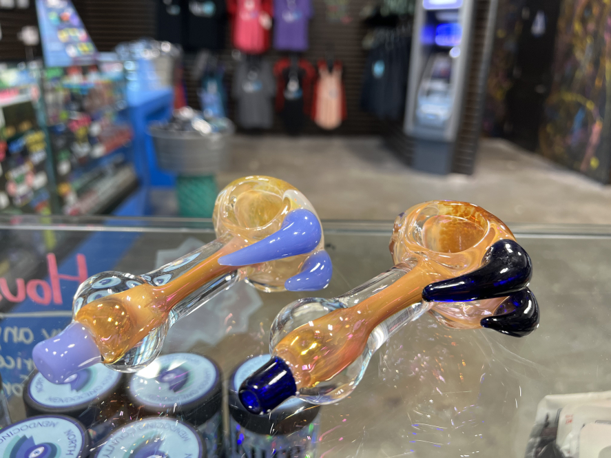 Gold Fumed Handpipe Double Horn