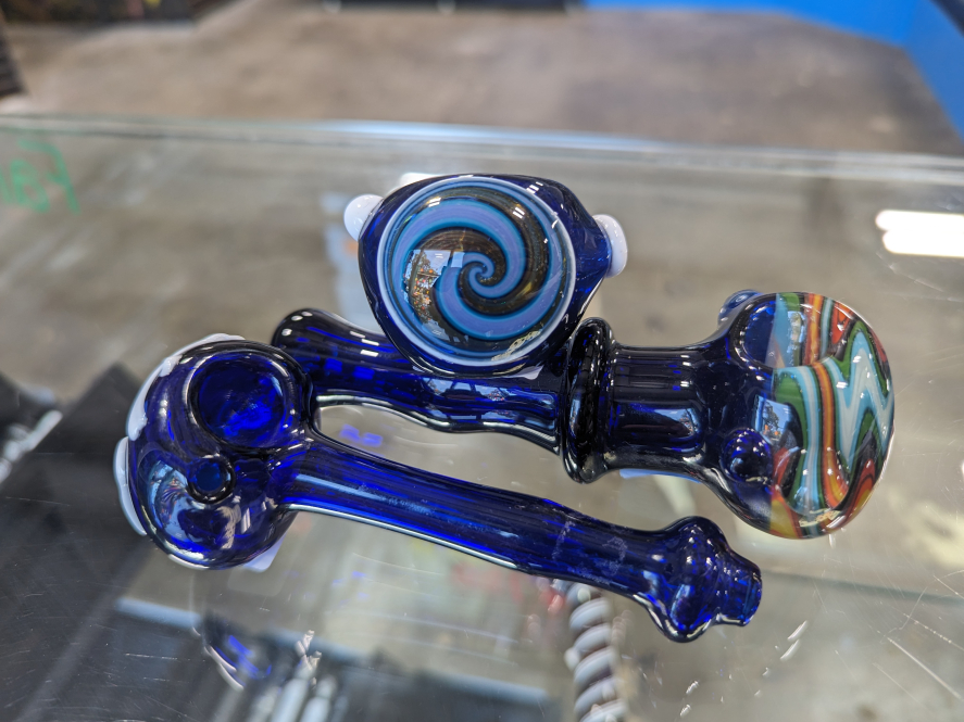 Blue pipe with custom design