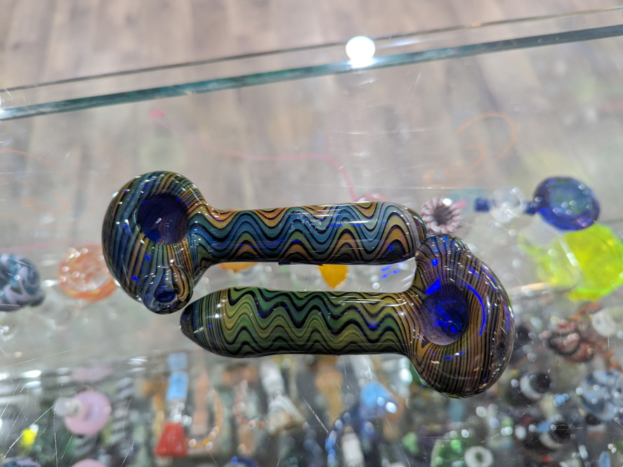 Green Blue Wig Wag Hand Pipe