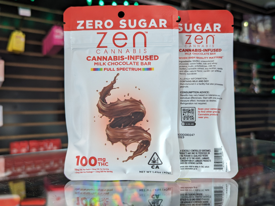 ZEN Sugar Free Milk Chocolate Bar 100mg