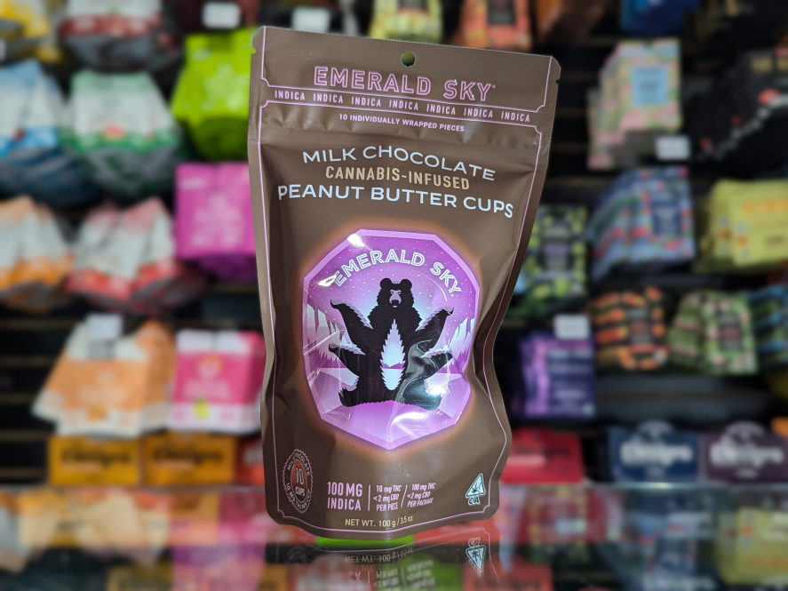 Emerald Sky milk chocolate Indica peanut butter cups 100mg Edibles